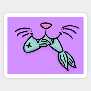 Cat Mouth With Fish (Purple) Sticker